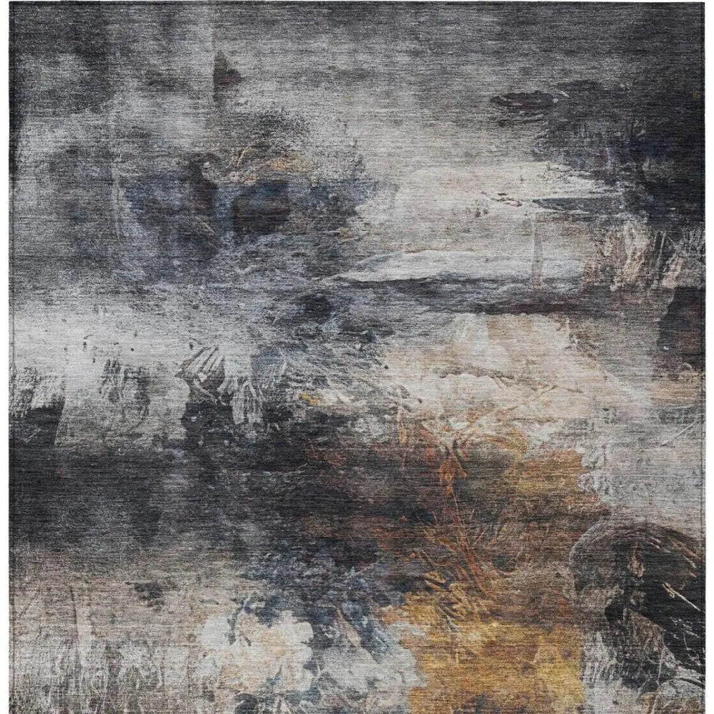 8' X 10' Charcoal And Gray Abstract Washable Indoor Outdoor Area Rug Homeroots Outdoor